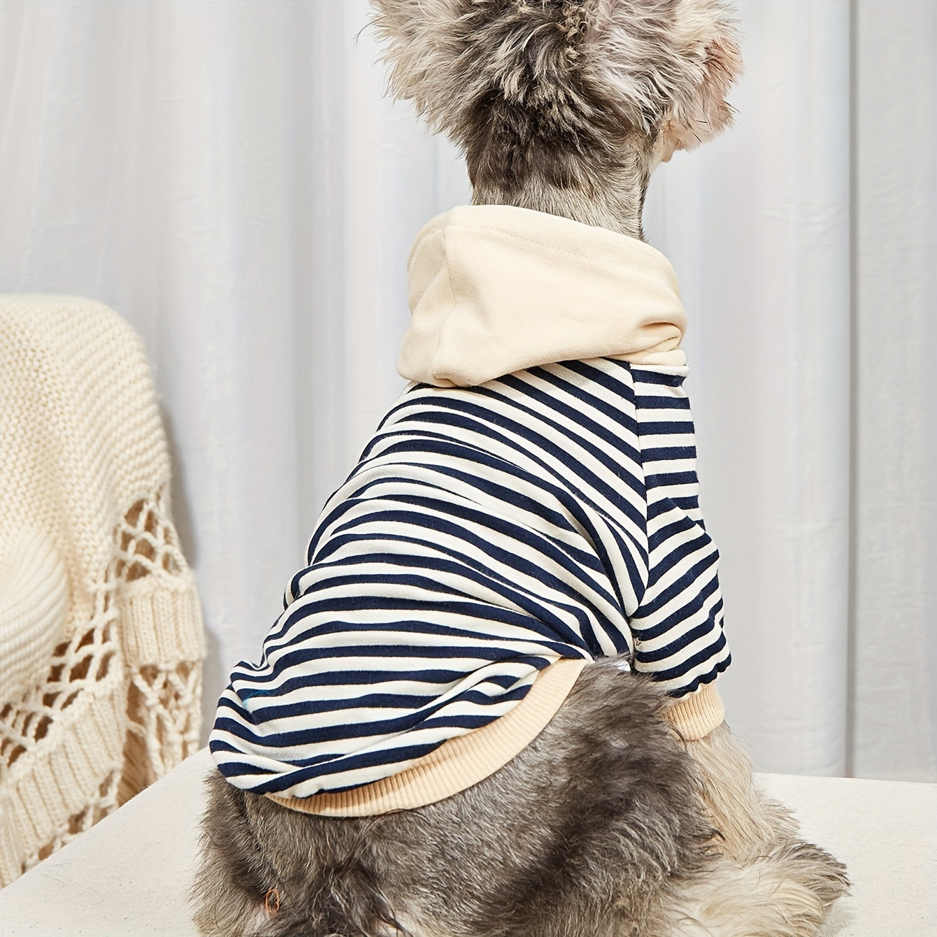 Warm Striped Pet Coat with Hoodie