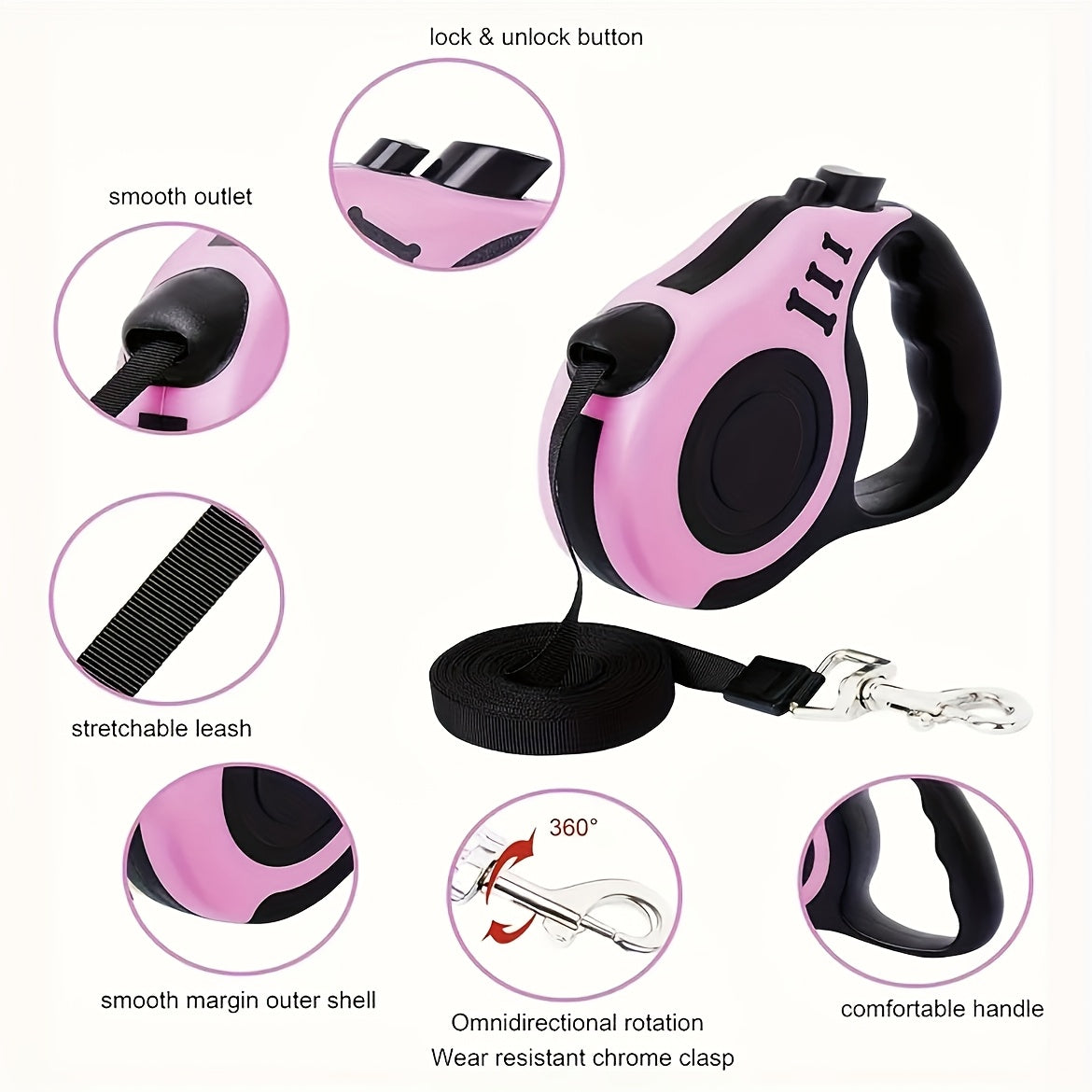 Double Switch Pet Retractable Leash